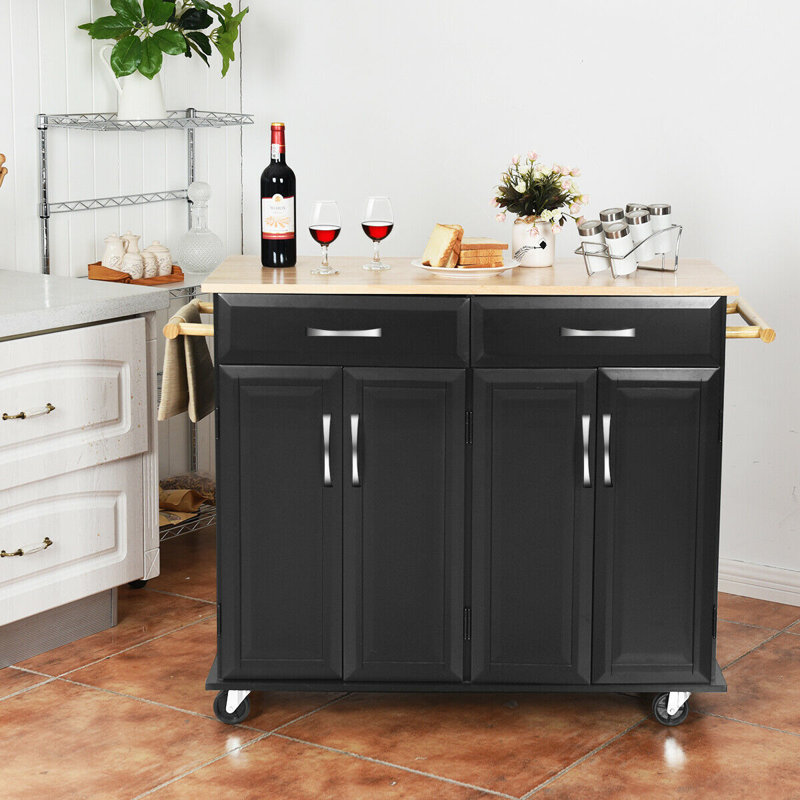 Charlton Home® Gillispie Rolling Kitchen Cart & Reviews Wayfair